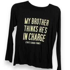 Children's Place My Brother Thinks Hes In Charge Graphic T-Shirt Unisex XL Black